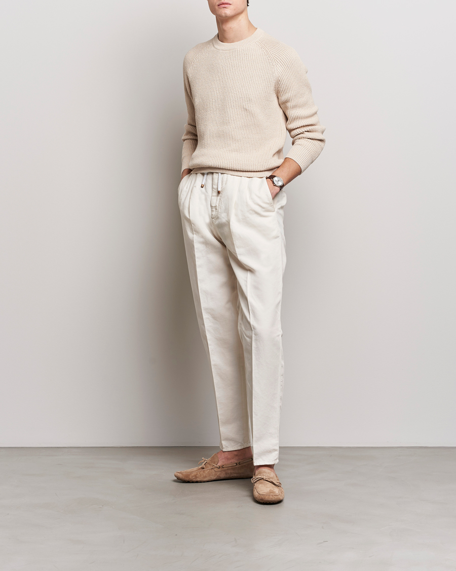 Hombres | Pantalones | Brunello Cucinelli | Cotton/Linen Drawstring Pants Off White
