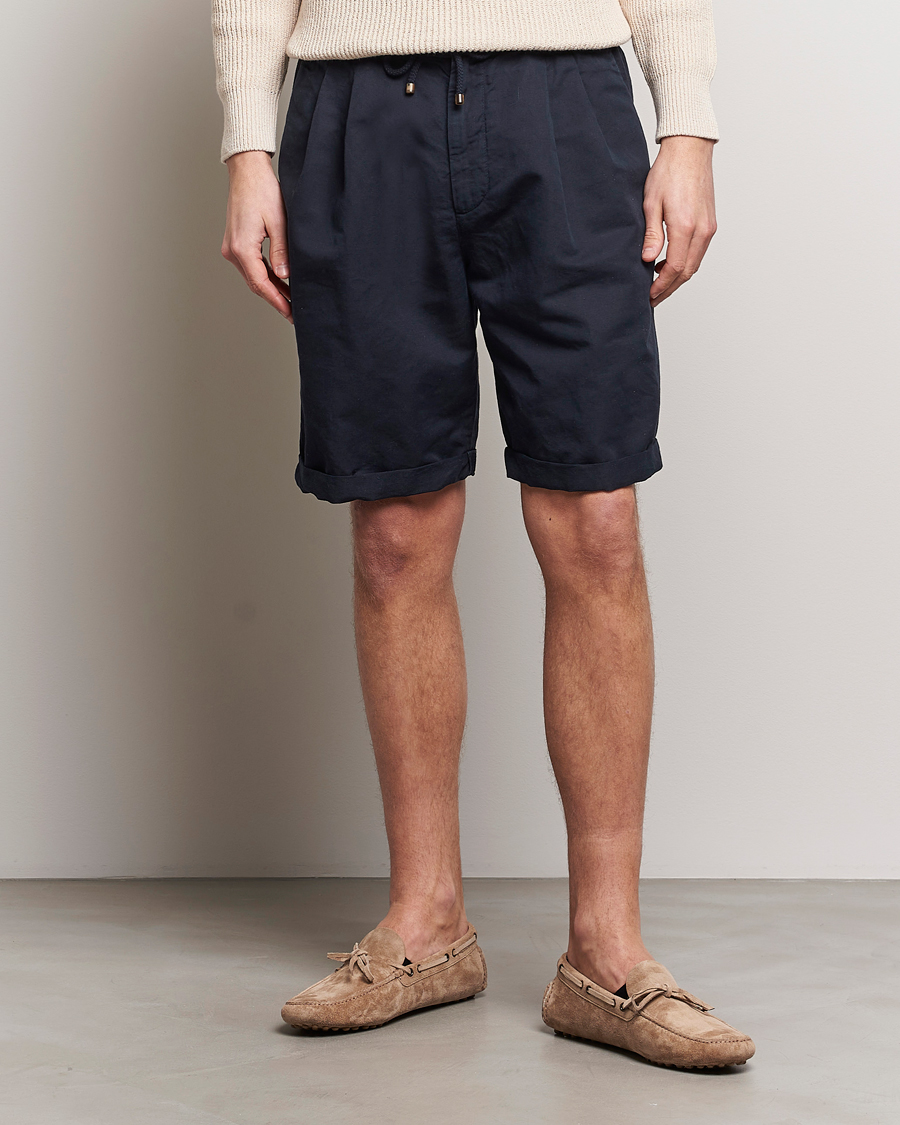 Hombres | Pantalones cortos con cordones | Brunello Cucinelli | Drawstring Shorts Navy