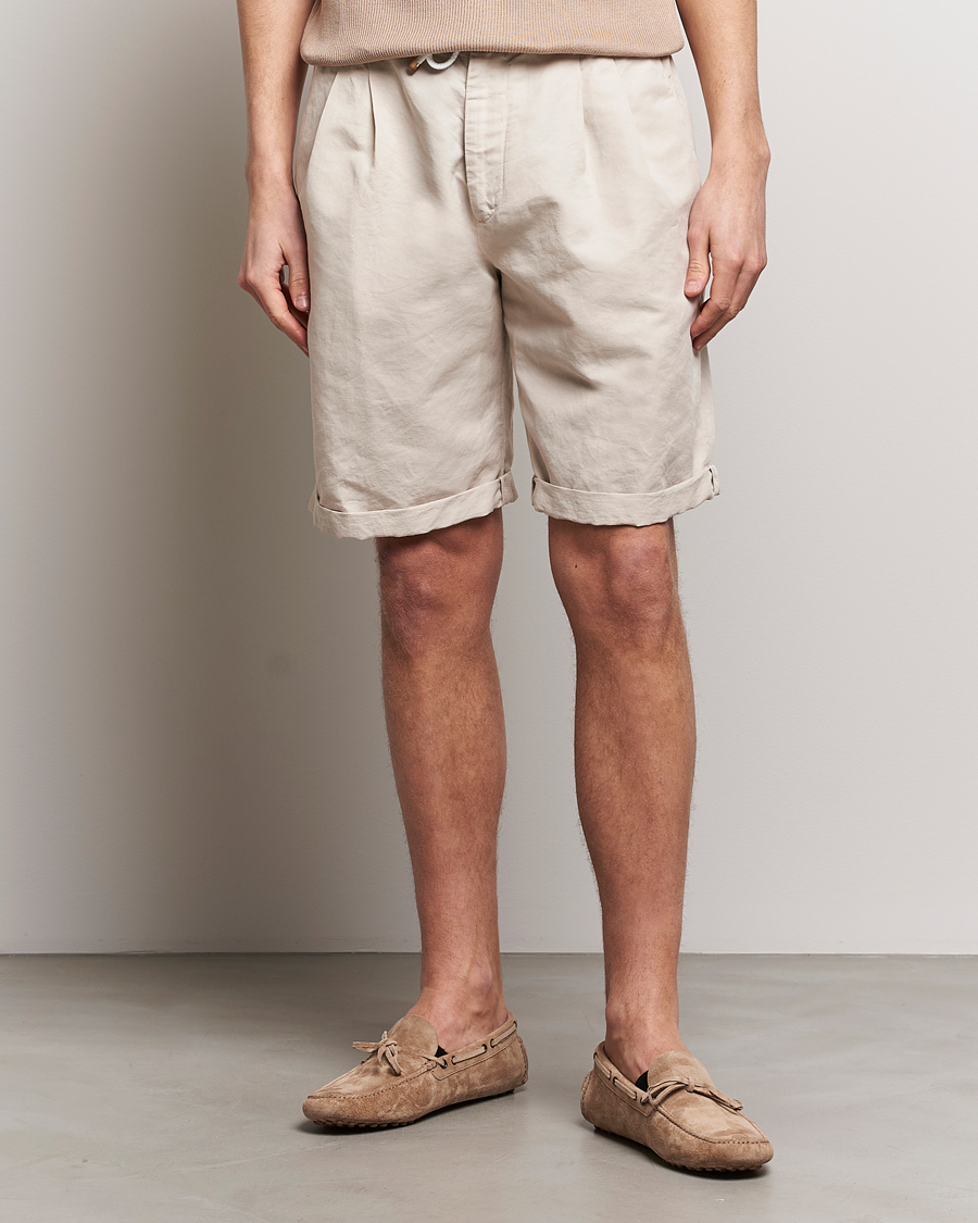 Hombres | Pantalones cortos con cordones | Brunello Cucinelli | Drawstring Shorts Light Beige