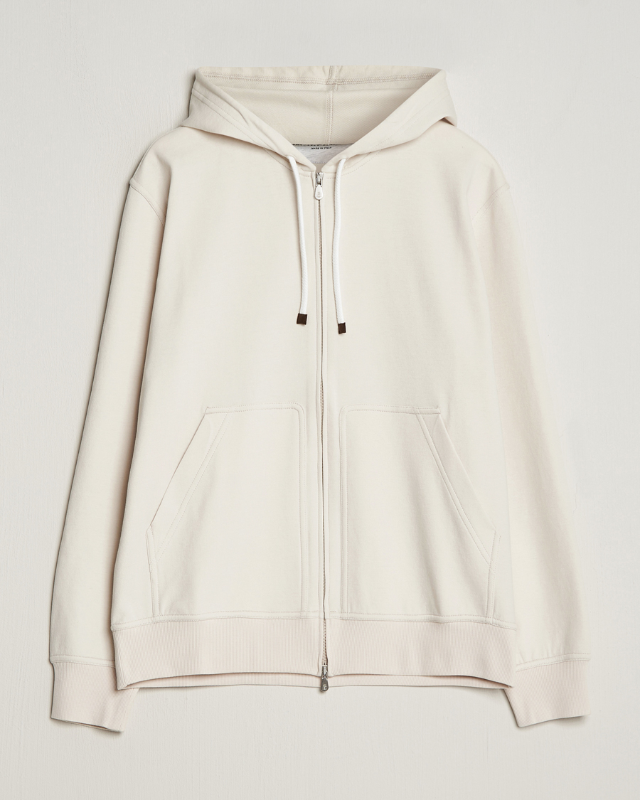 Hombres | Jerséis y prendas de punto | Brunello Cucinelli | Soft Cotton Full Zip Hoodie Light Beige