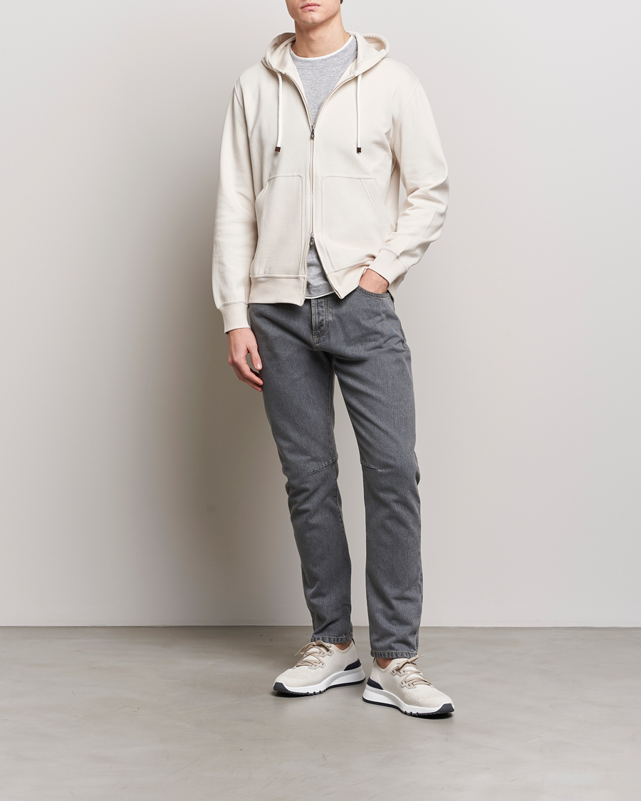 Hombres | Jerséis y prendas de punto | Brunello Cucinelli | Soft Cotton Full Zip Hoodie Light Beige