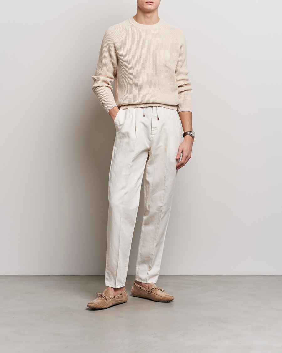 Hombres | Jerséis y prendas de punto | Brunello Cucinelli | Heavy Rib Stitch Crew Neck Light Beige