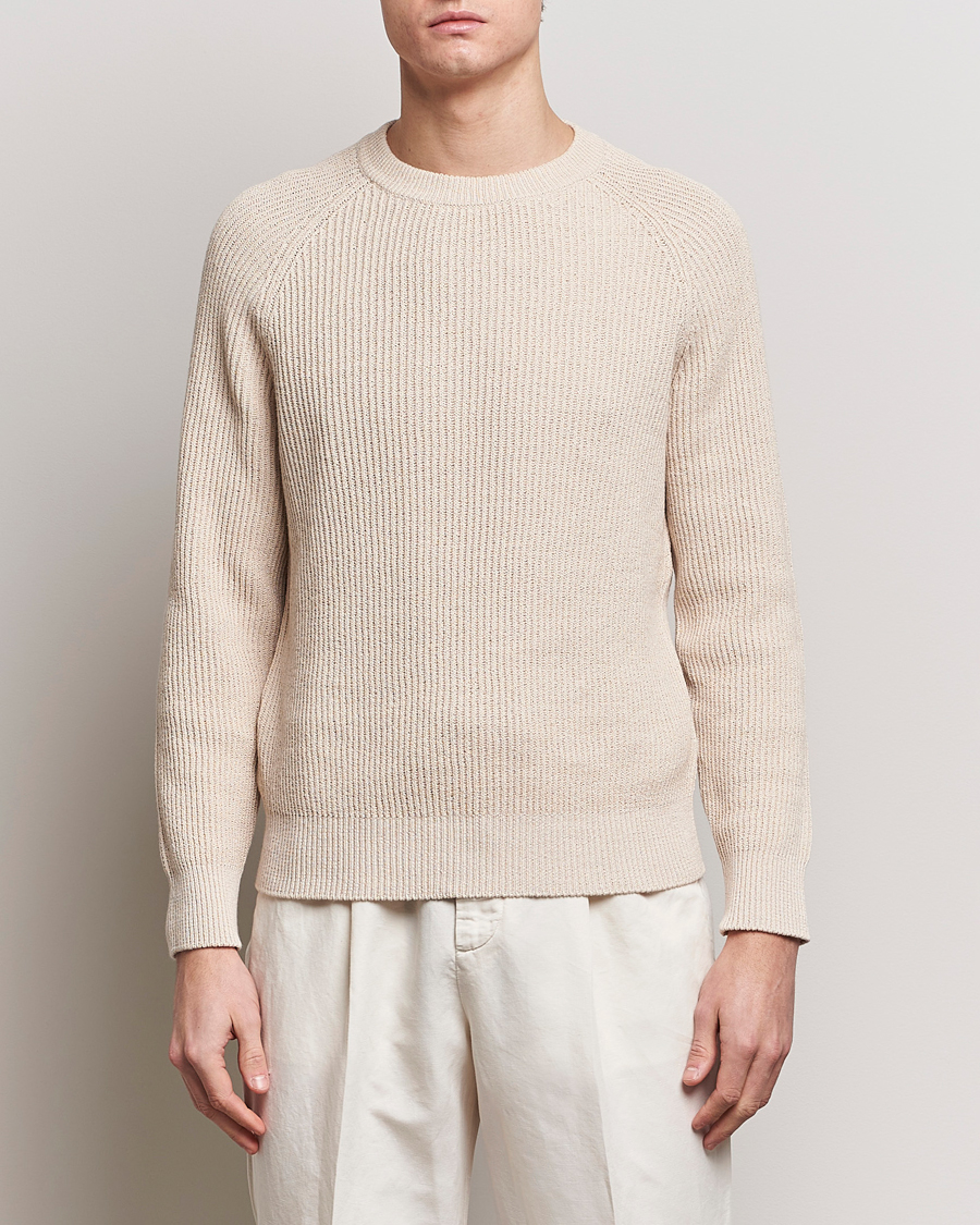 Hombres | Jerséis y prendas de punto | Brunello Cucinelli | Heavy Rib Stitch Crew Neck Light Beige