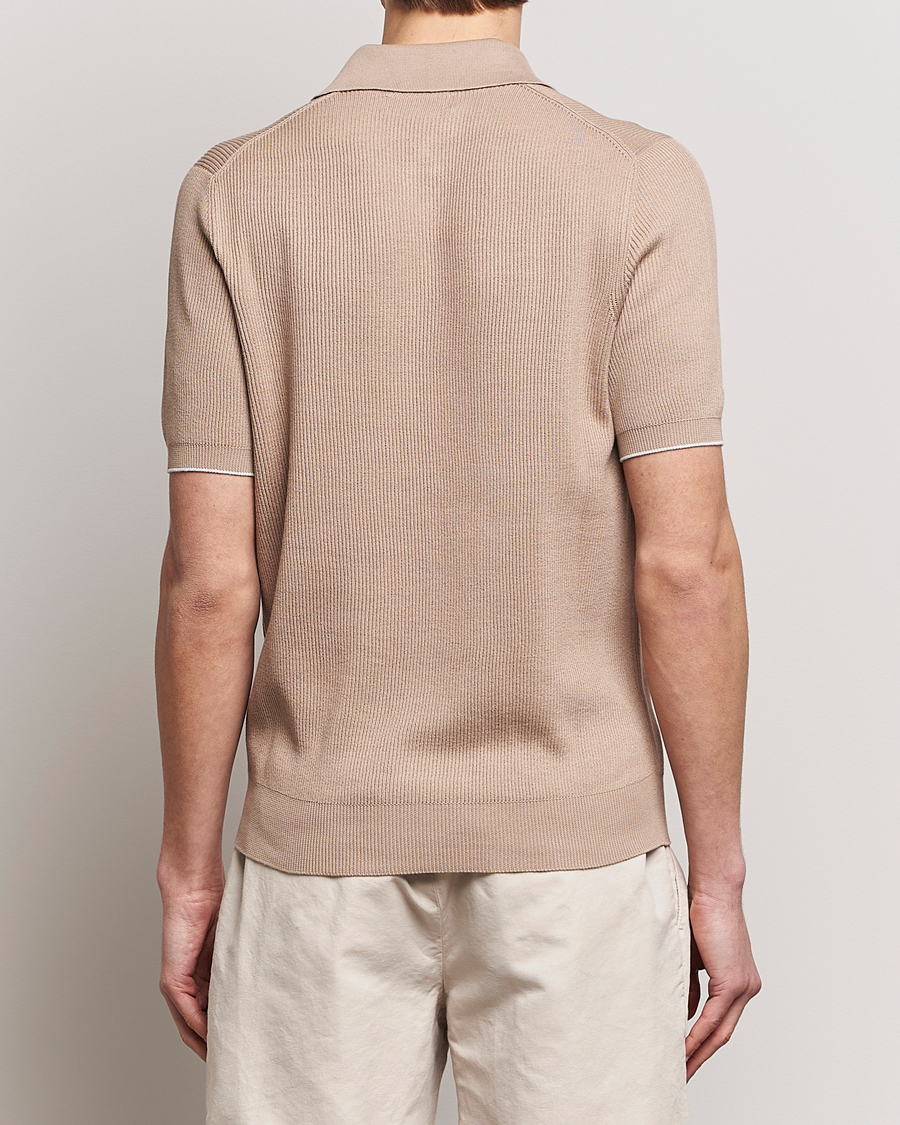 Hombres | Polos | Brunello Cucinelli | Rib Stitch Knitted Polo Beige