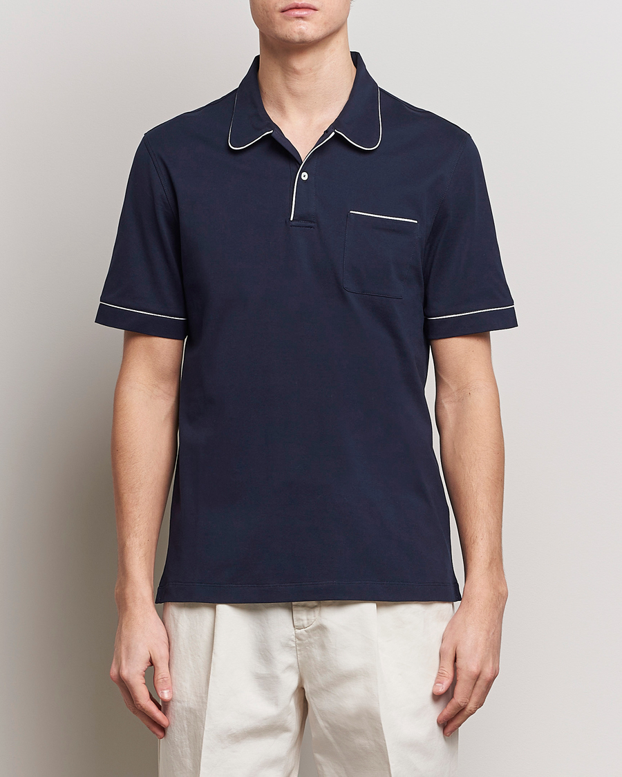 Hombres | Camisas polo de manga corta | Brunello Cucinelli | Short Sleeve Resort Polo Navy