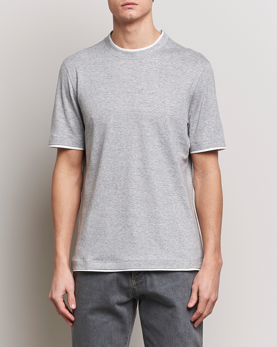 Hombres | Camisetas de manga corta | Brunello Cucinelli | Cotton/Linen T-Shirt Light Grey