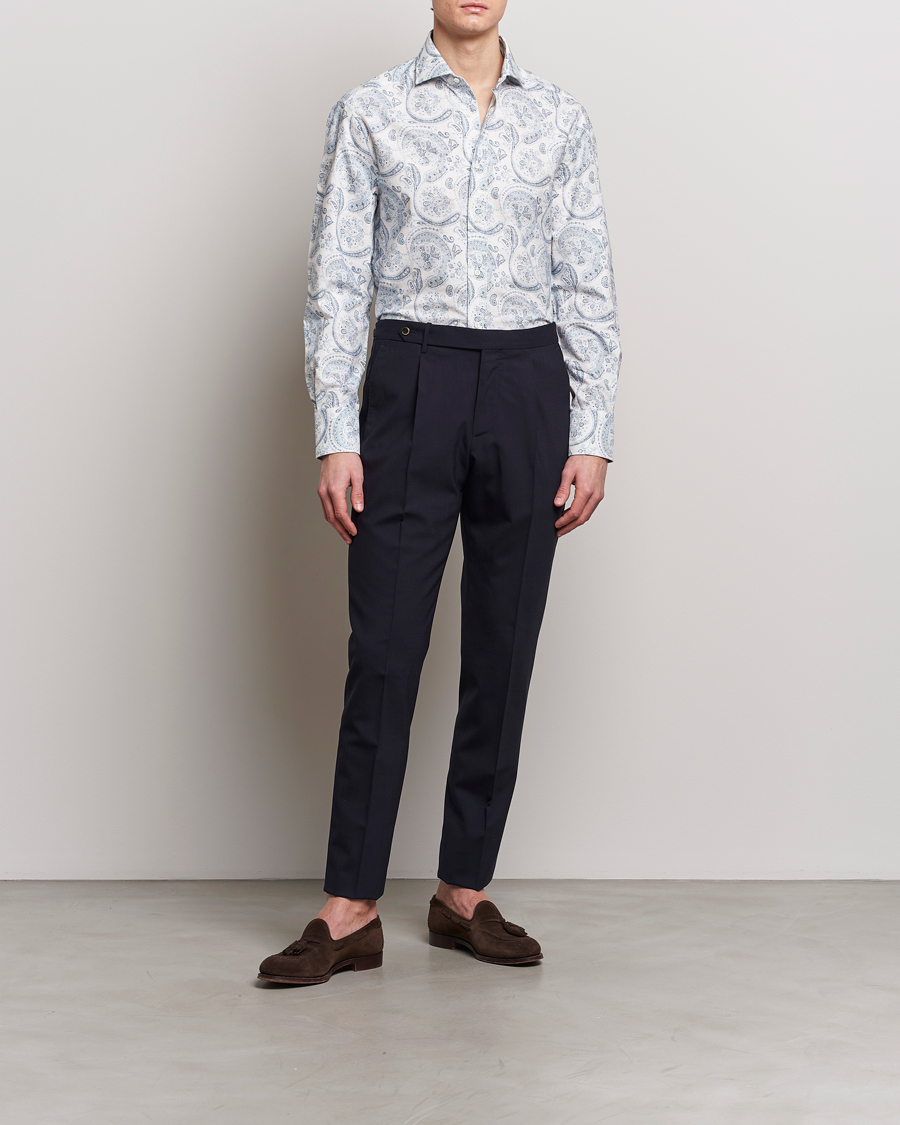 Hombres | Camisas | Brunello Cucinelli | Slim Fit Paisley Shirt Light Blue