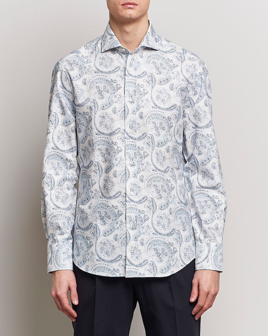 Hombres | Camisas | Brunello Cucinelli | Slim Fit Paisley Shirt Light Blue