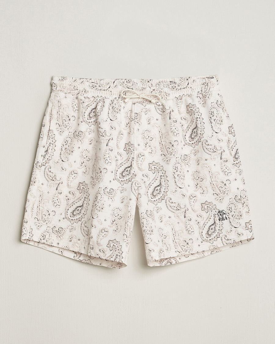 Hombres | Bañadores | Brunello Cucinelli | Paisley Swim Trunks Light Beige