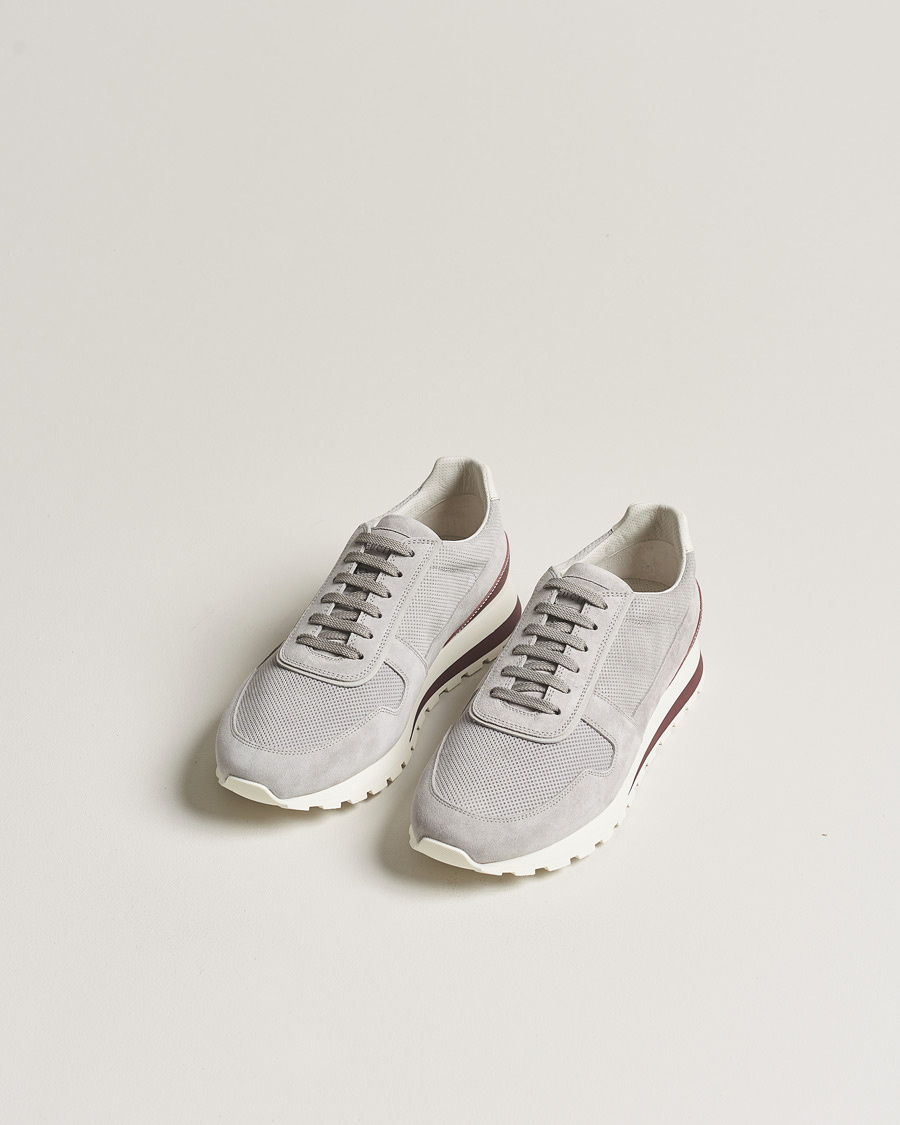 Hombres | Brunello Cucinelli Perforated Running Sneakers Grey Suede | Brunello Cucinelli | Perforated Running Sneakers Grey Suede