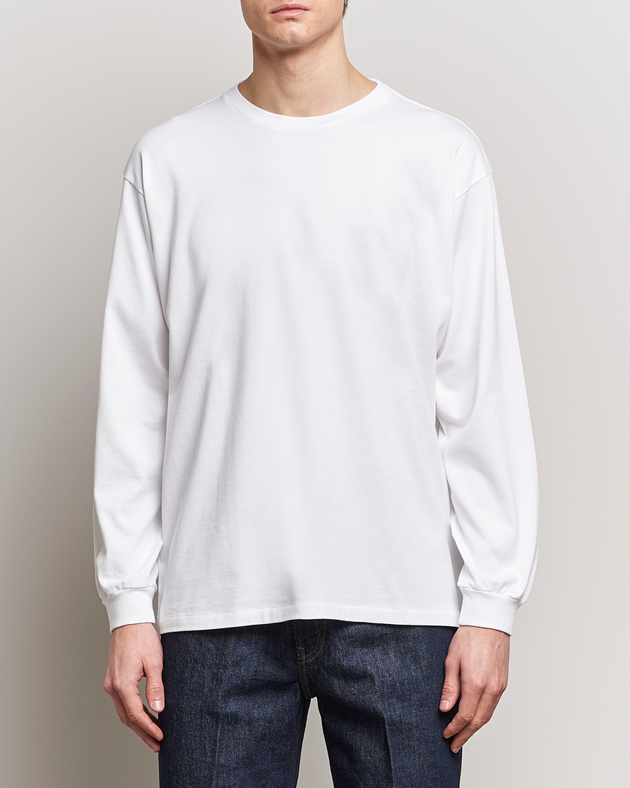 Hombres | Camisetas | Auralee | Luster Plating Long Sleeve T-Shirt White
