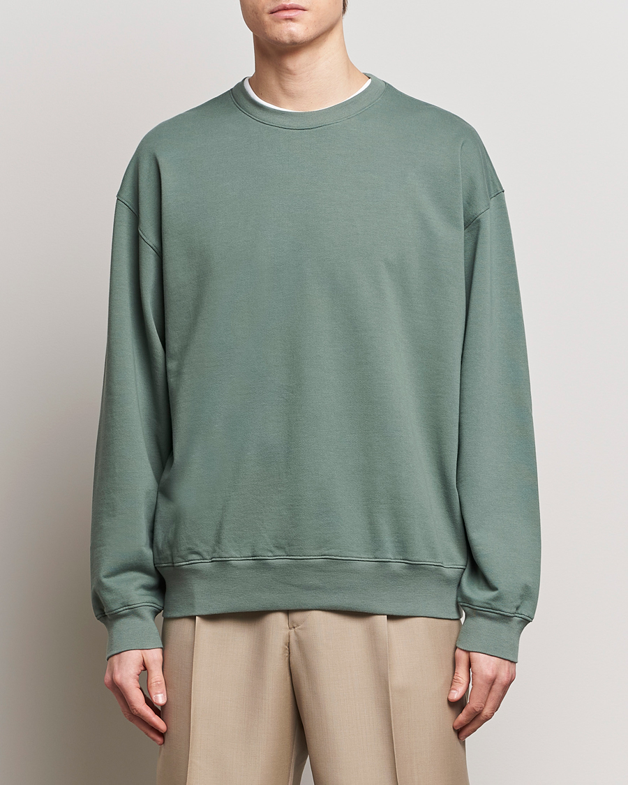 Hombres | Japanese Department | Auralee | Super High Gauze Sweatshirt Dustry Green