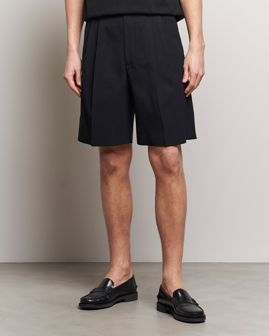 Hombres | Japanese Department | Auralee | Light Wool Gabardine Shorts Black