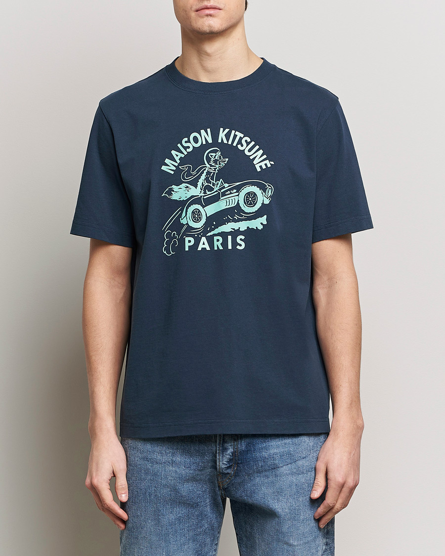 Hombres | Camisetas de manga corta | Maison Kitsuné | Racing Fox T-Shirt Ink Blue