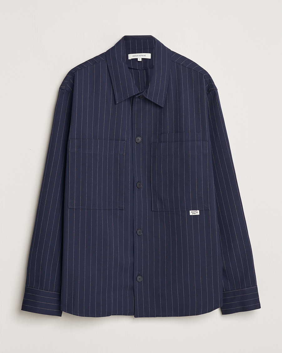 Hombres | Abrigos y chaquetas | Maison Kitsuné | Pinstriped Overshirt Navy