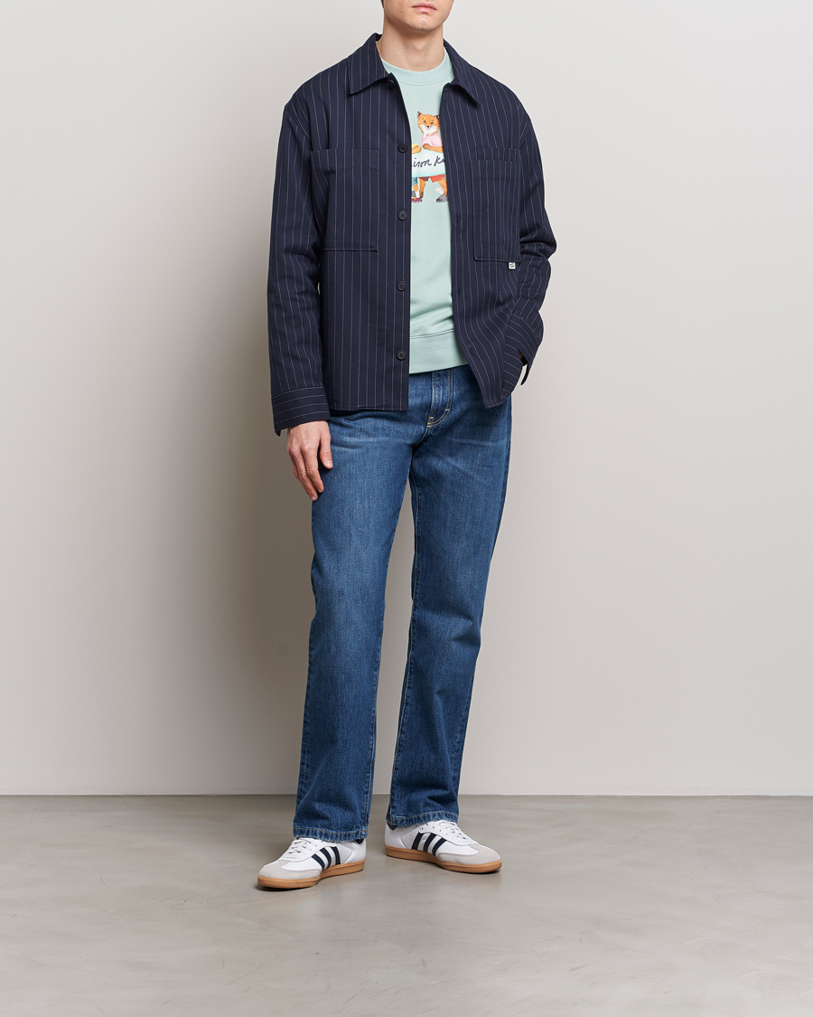Hombres | Abrigos y chaquetas | Maison Kitsuné | Pinstriped Overshirt Navy