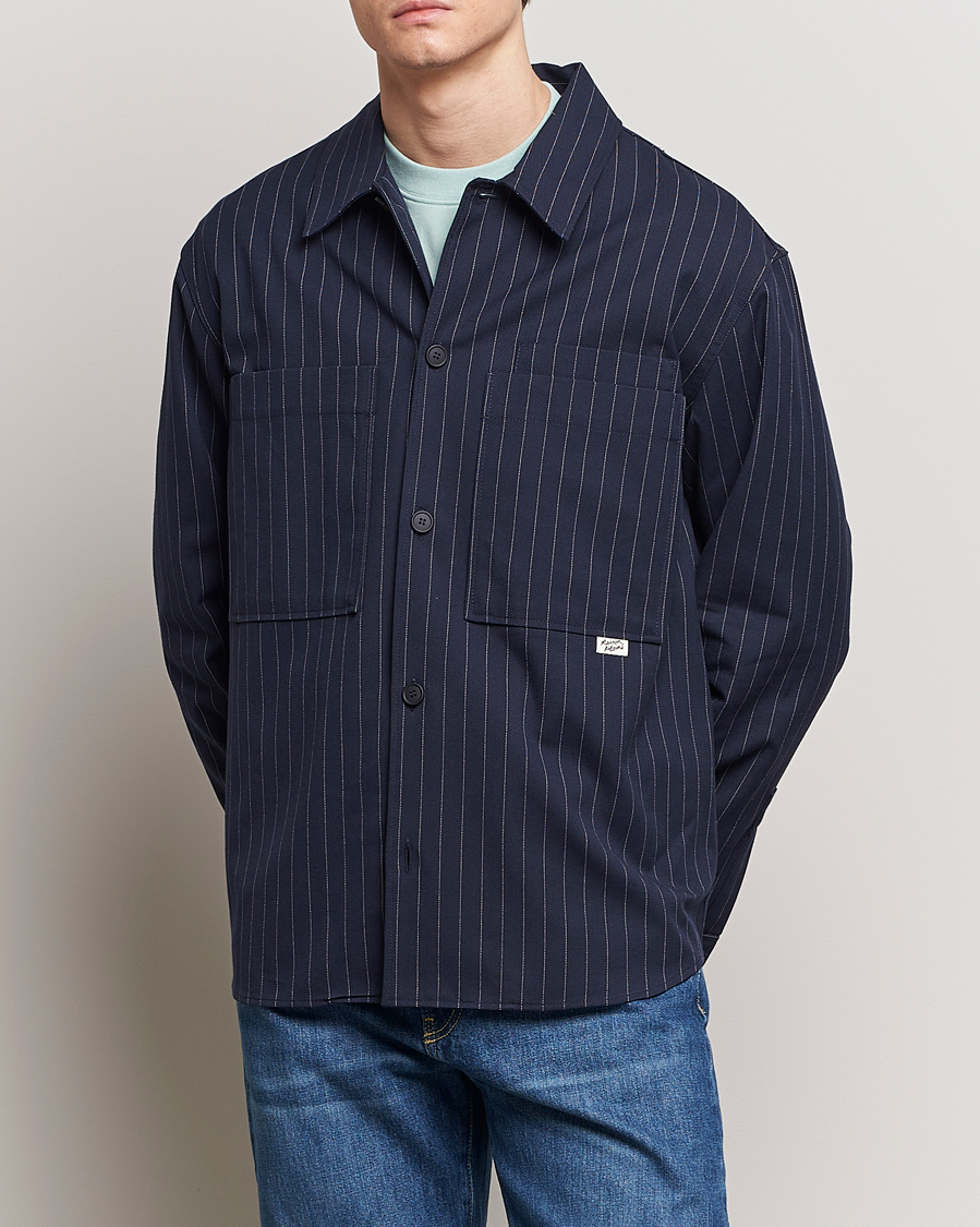 Hombres | Abrigos y chaquetas | Maison Kitsuné | Pinstriped Overshirt Navy