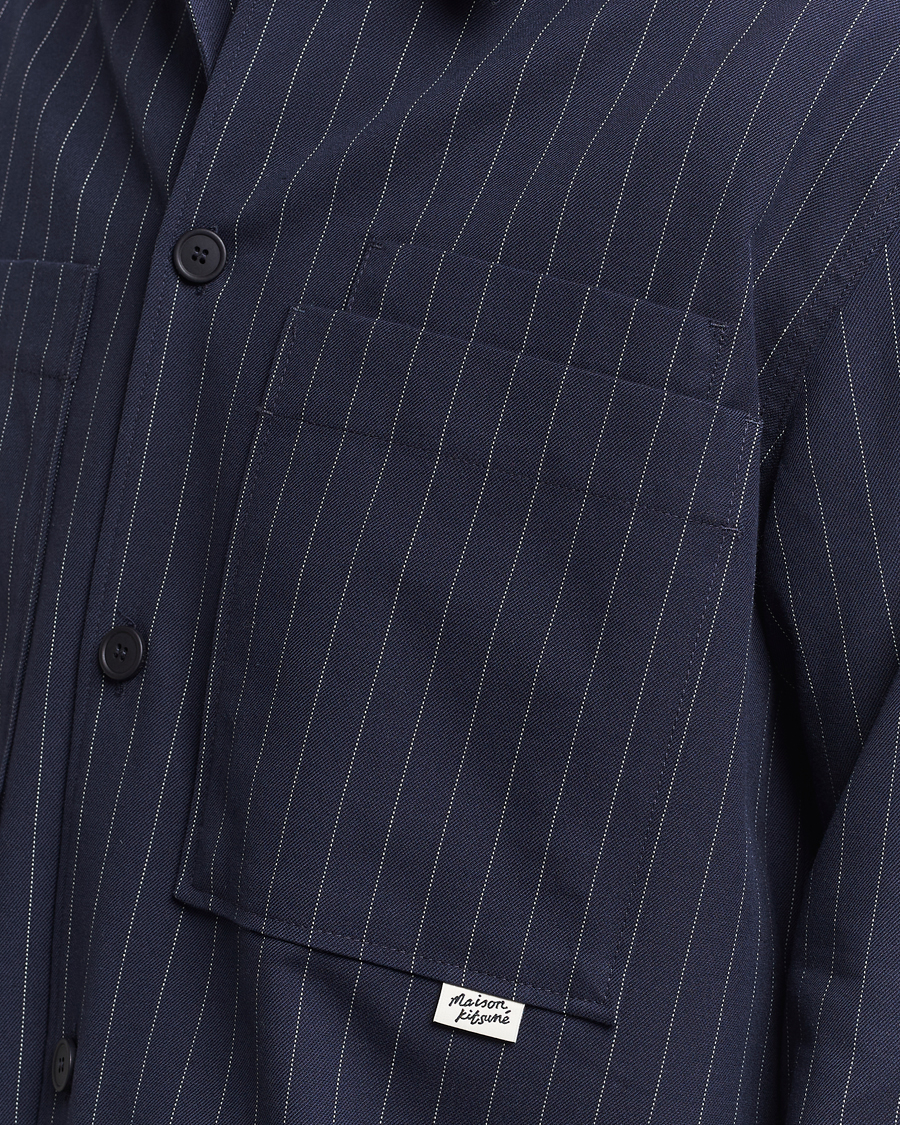 Hombres | Abrigos y chaquetas | Maison Kitsuné | Pinstriped Overshirt Navy