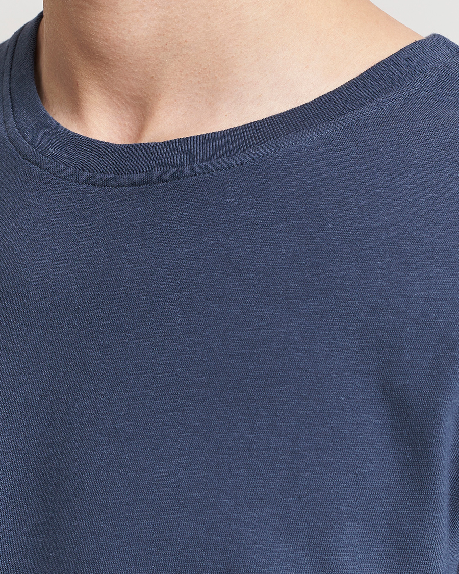 Hombres | Camisetas | Merz b. Schwanen | Organic Cotton Washed Crew Neck T-Shirt Denim Blue