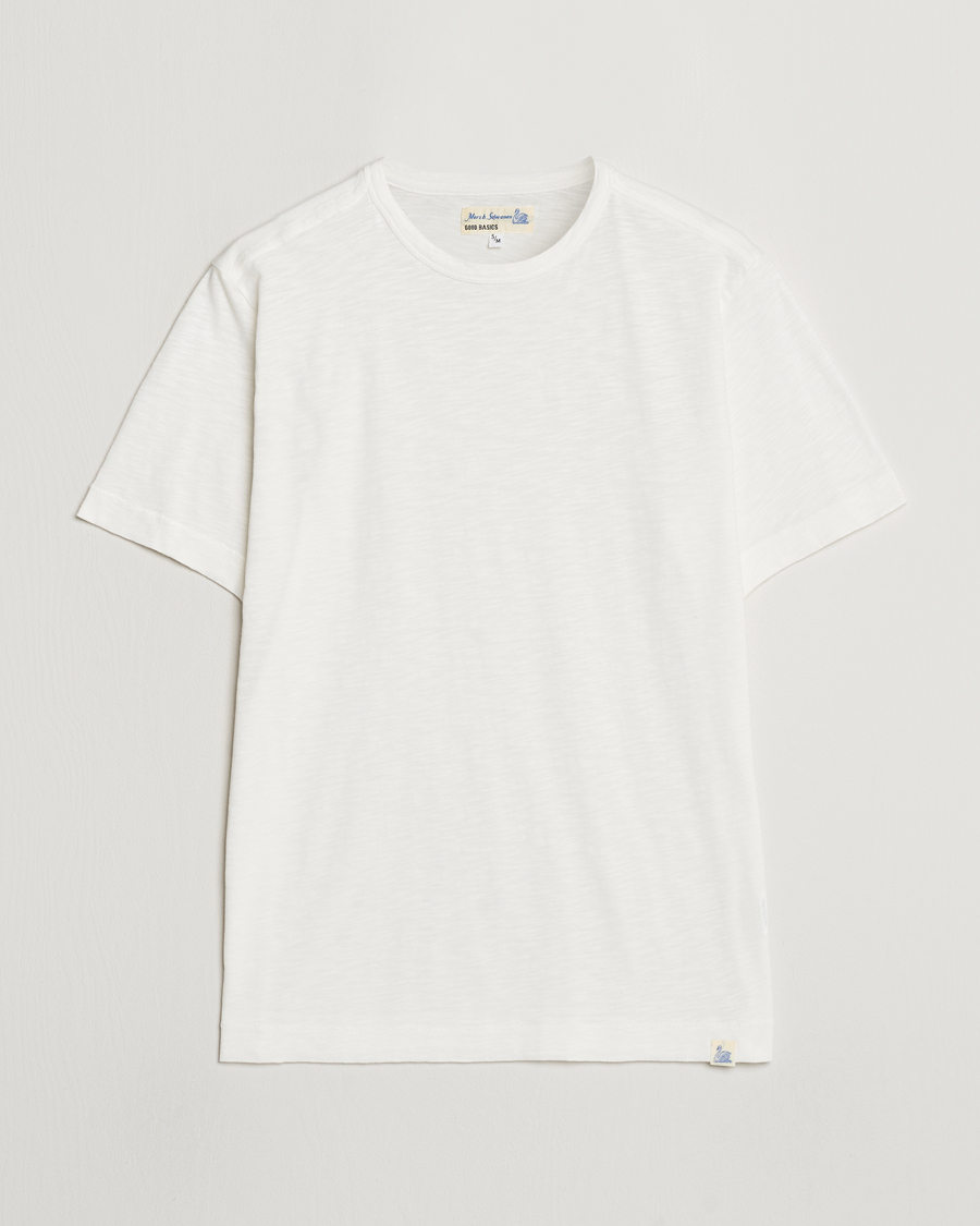 Hombres | Camisetas | Merz b. Schwanen | Organic Pima Cotton Slub Crew Neck T-Shirt White