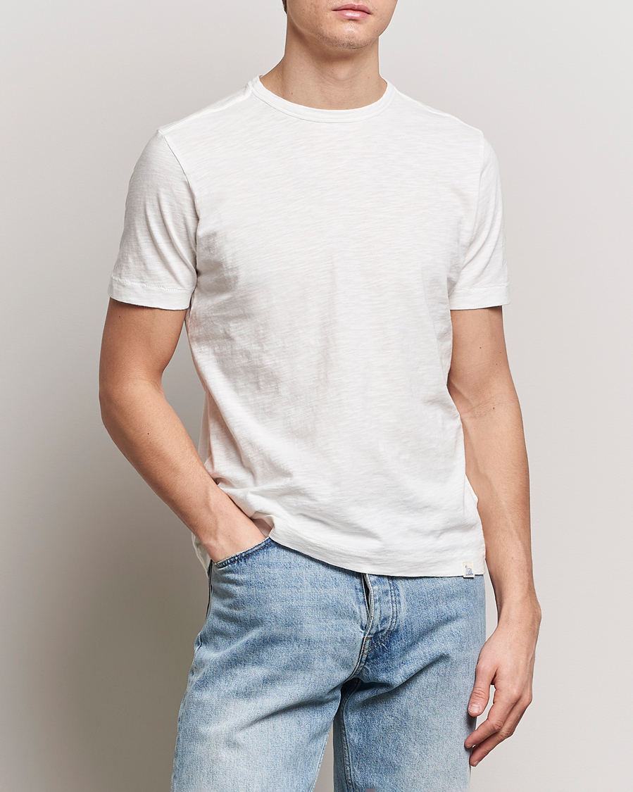 Hombres |  | Merz b. Schwanen | Organic Pima Cotton Slub Crew Neck T-Shirt White