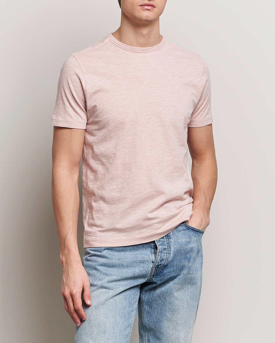 Hombres |  | Merz b. Schwanen | Organic Pima Cotton Slub Crew Neck T-Shirt Dusted Pink