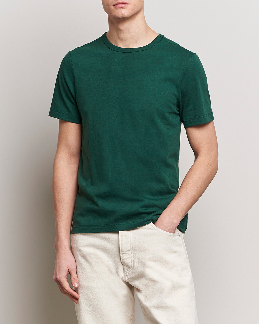 Hombres | Camisetas de manga corta | Merz b. Schwanen | 1950s Classic Loopwheeled T-Shirt Classic Green