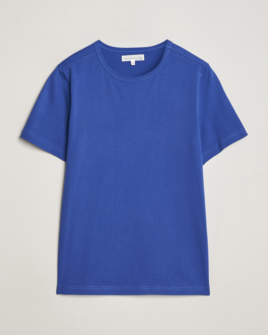 Hombres | Camisetas | Merz b. Schwanen | 1950s Classic Loopwheeled T-Shirt Vintage Blue