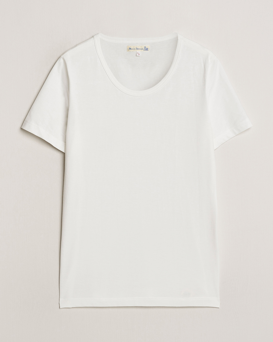 Hombres | Camisetas | Merz b. Schwanen | 1970s Classic Loopwheeled V-Neck T-Shirt White