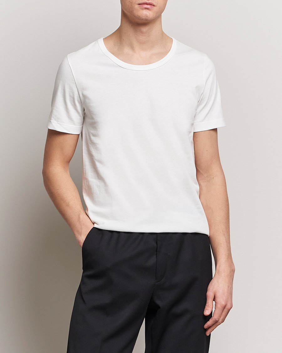 Hombres | Camisetas | Merz b. Schwanen | 1970s Classic Loopwheeled V-Neck T-Shirt White