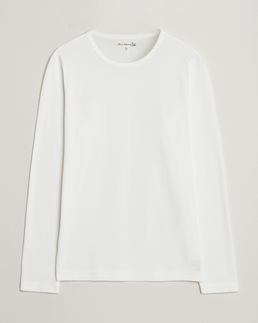 Hombres | Camisetas | Merz b. Schwanen | 1950s Classic Loopwheeled Longsleeve T-Shirt White
