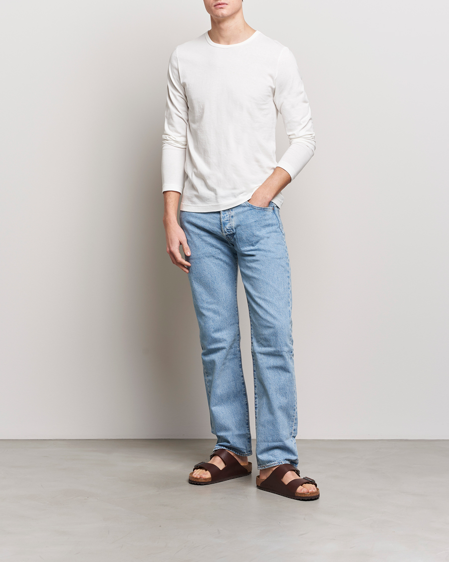 Hombres | Camisetas | Merz b. Schwanen | 1950s Classic Loopwheeled Longsleeve T-Shirt White