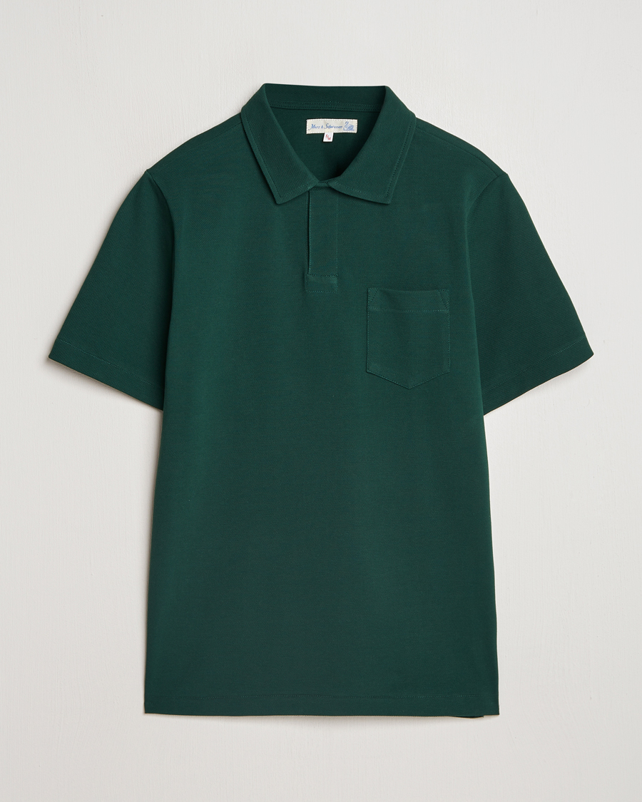 Hombres | Polos | Merz b. Schwanen | Organic Cotton Washed Polo Classic Green