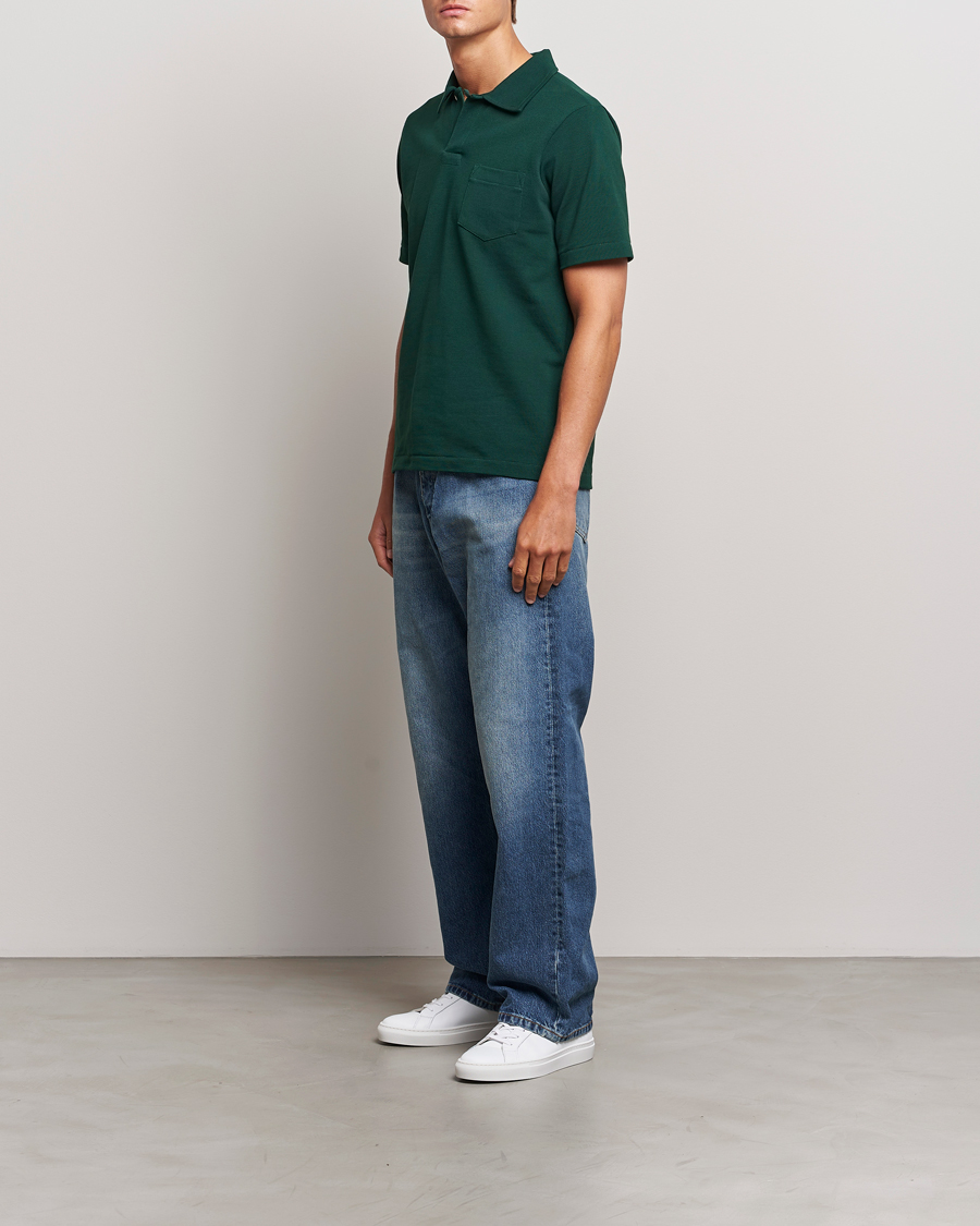 Hombres | Polos | Merz b. Schwanen | Organic Cotton Washed Polo Classic Green