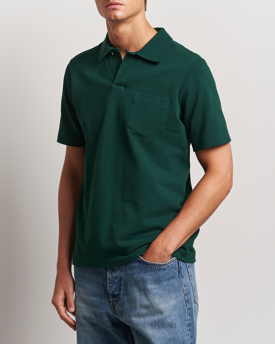 Hombres | Polos | Merz b. Schwanen | Organic Cotton Washed Polo Classic Green