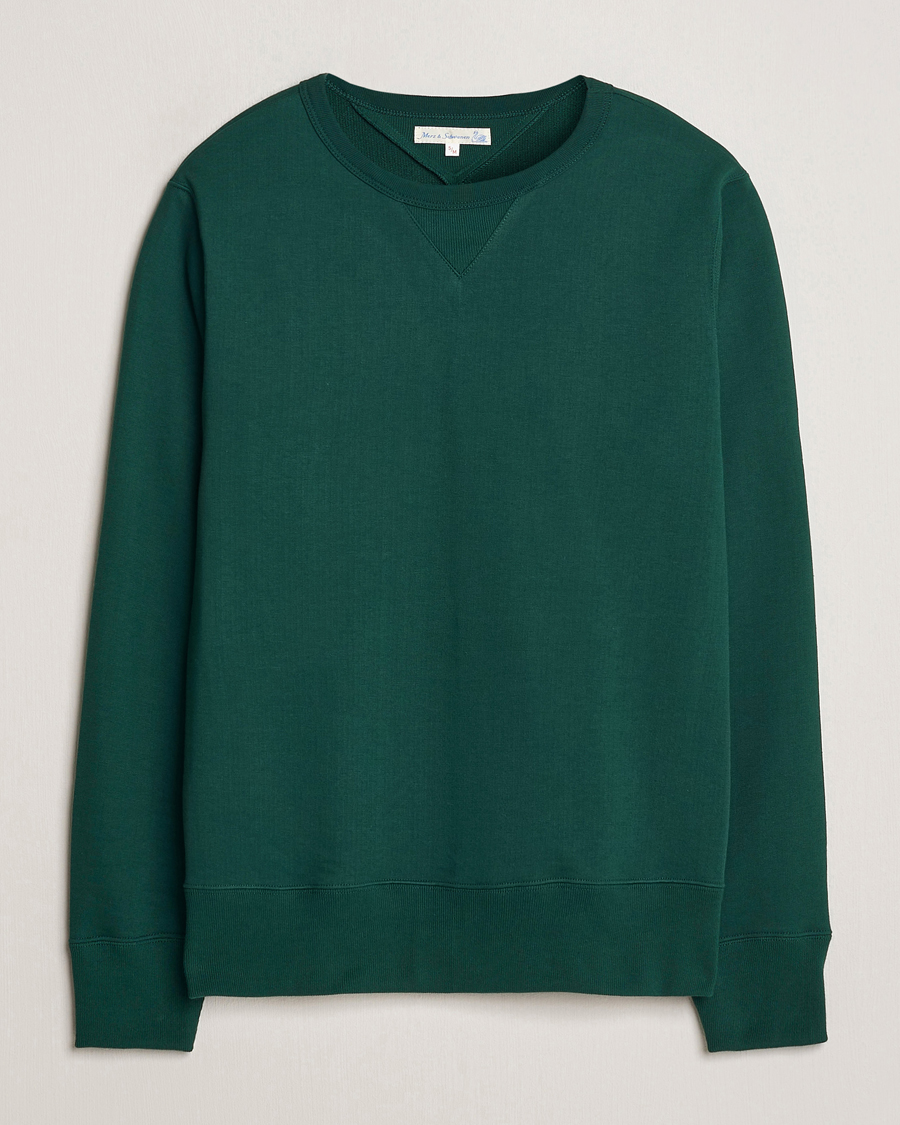 Hombres | Jerséis y prendas de punto | Merz b. Schwanen | Organic Cotton Crew Neck Sweatshirt Classic Green