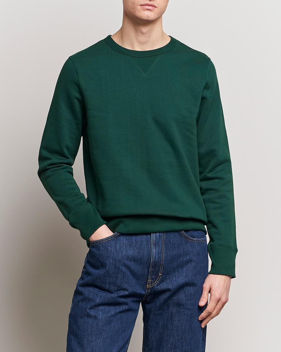 Hombres | Jerséis y prendas de punto | Merz b. Schwanen | Organic Cotton Crew Neck Sweatshirt Classic Green