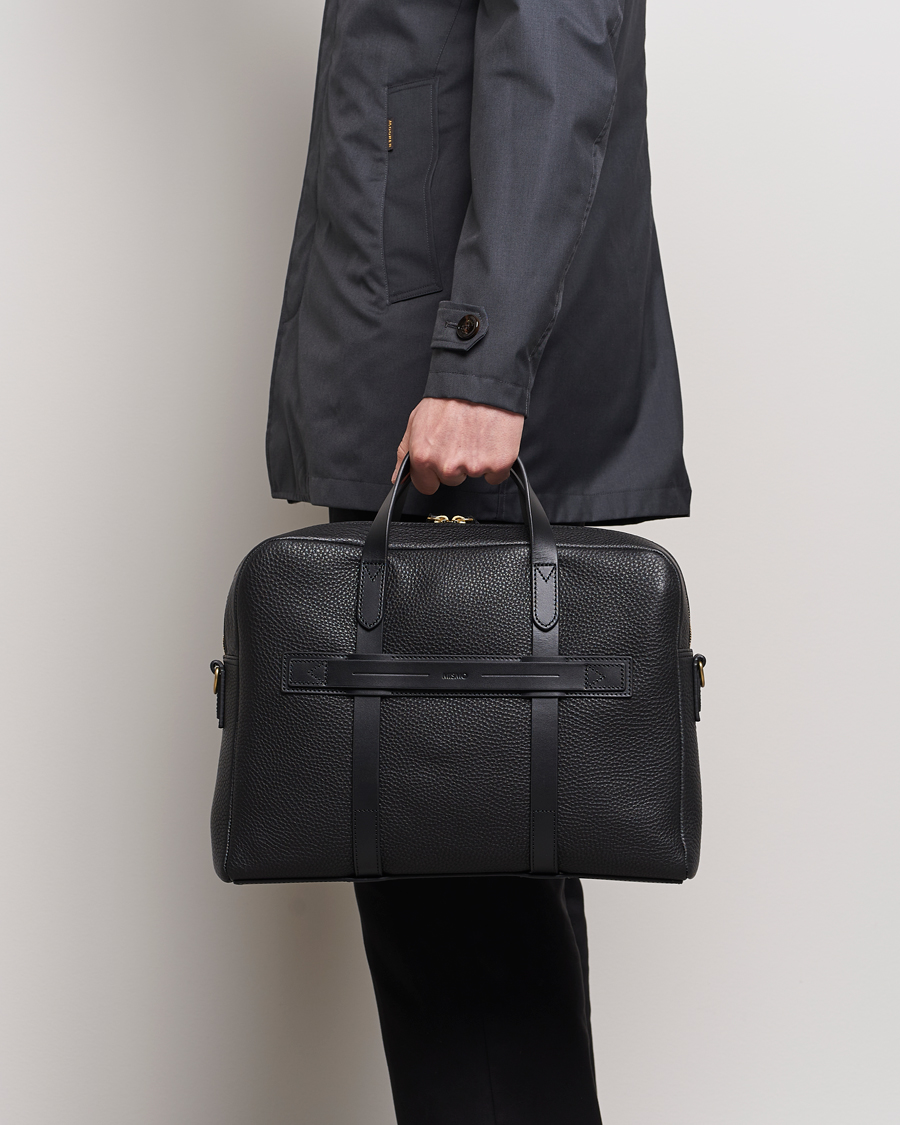 Hombres | Business & Beyond | Mismo | Aspire Pebbled Leather Briefcase Black
