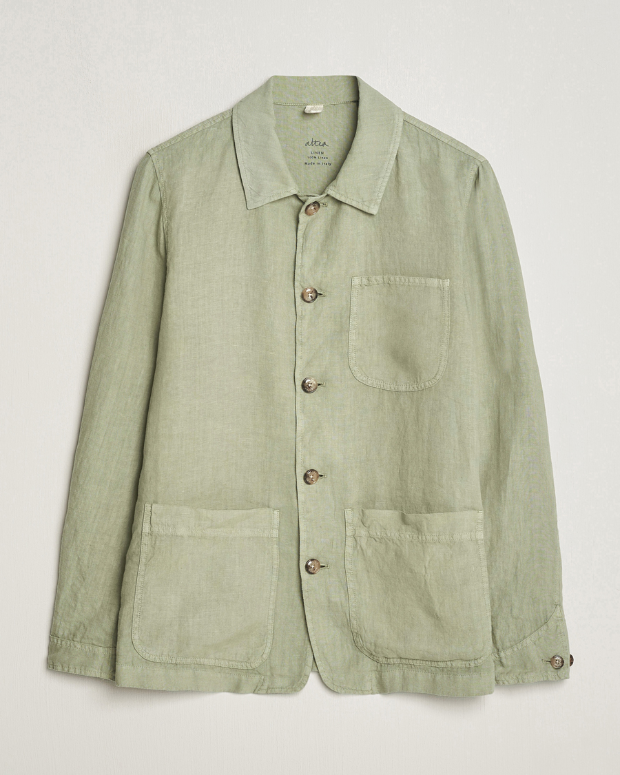 Hombres | Camisas | Altea | Linen Shirt Jacket Olive