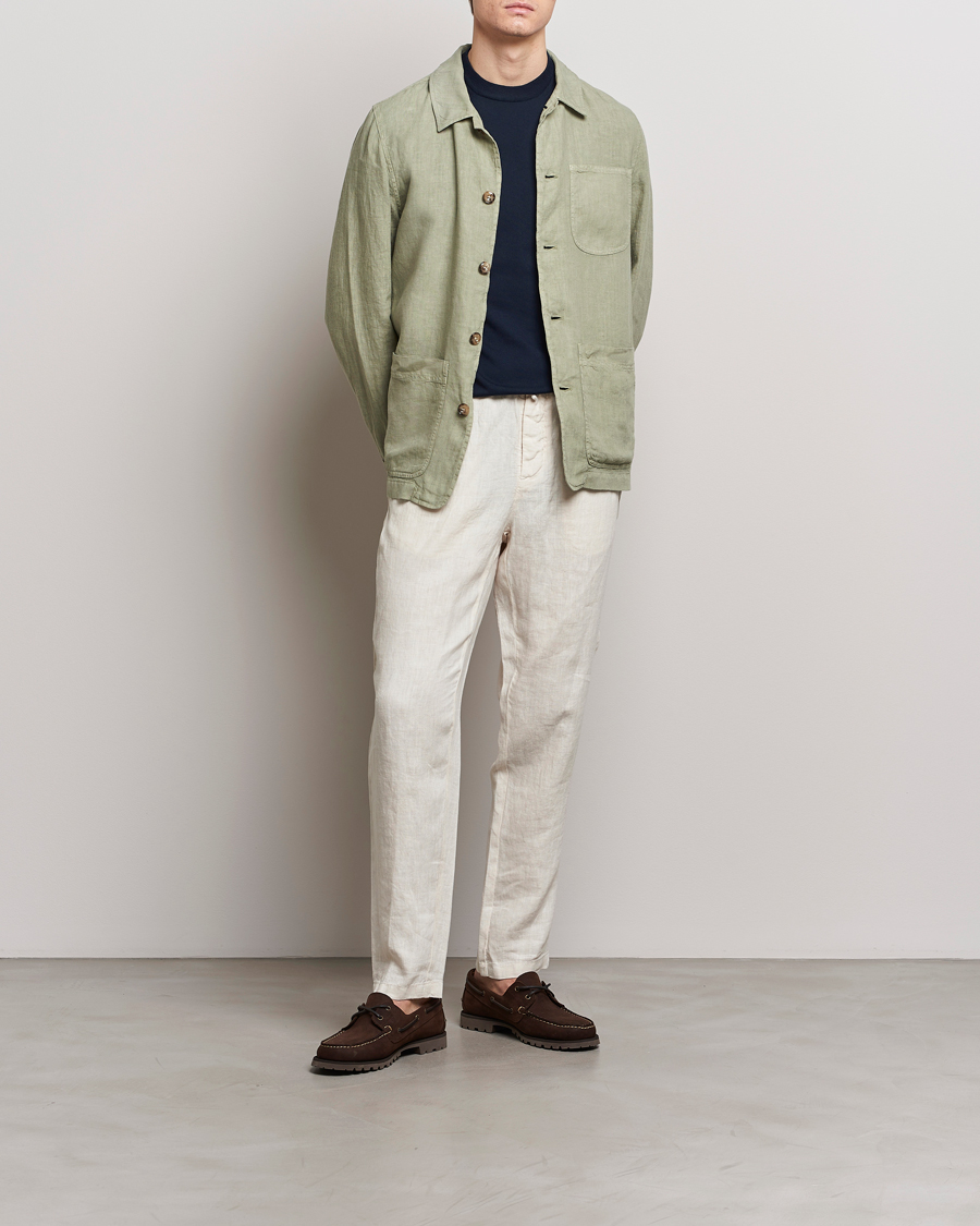 Hombres | Camisas | Altea | Linen Shirt Jacket Olive