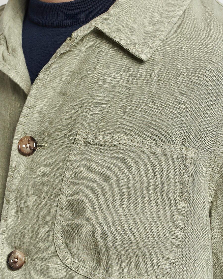 Hombres | Camisas | Altea | Linen Shirt Jacket Olive