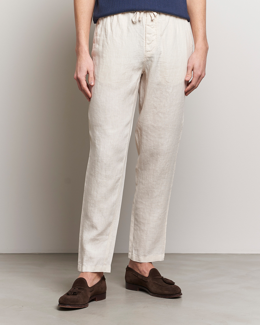 Hombres | Pantalones de lino | Altea | Linen Drawstring Pants Beige