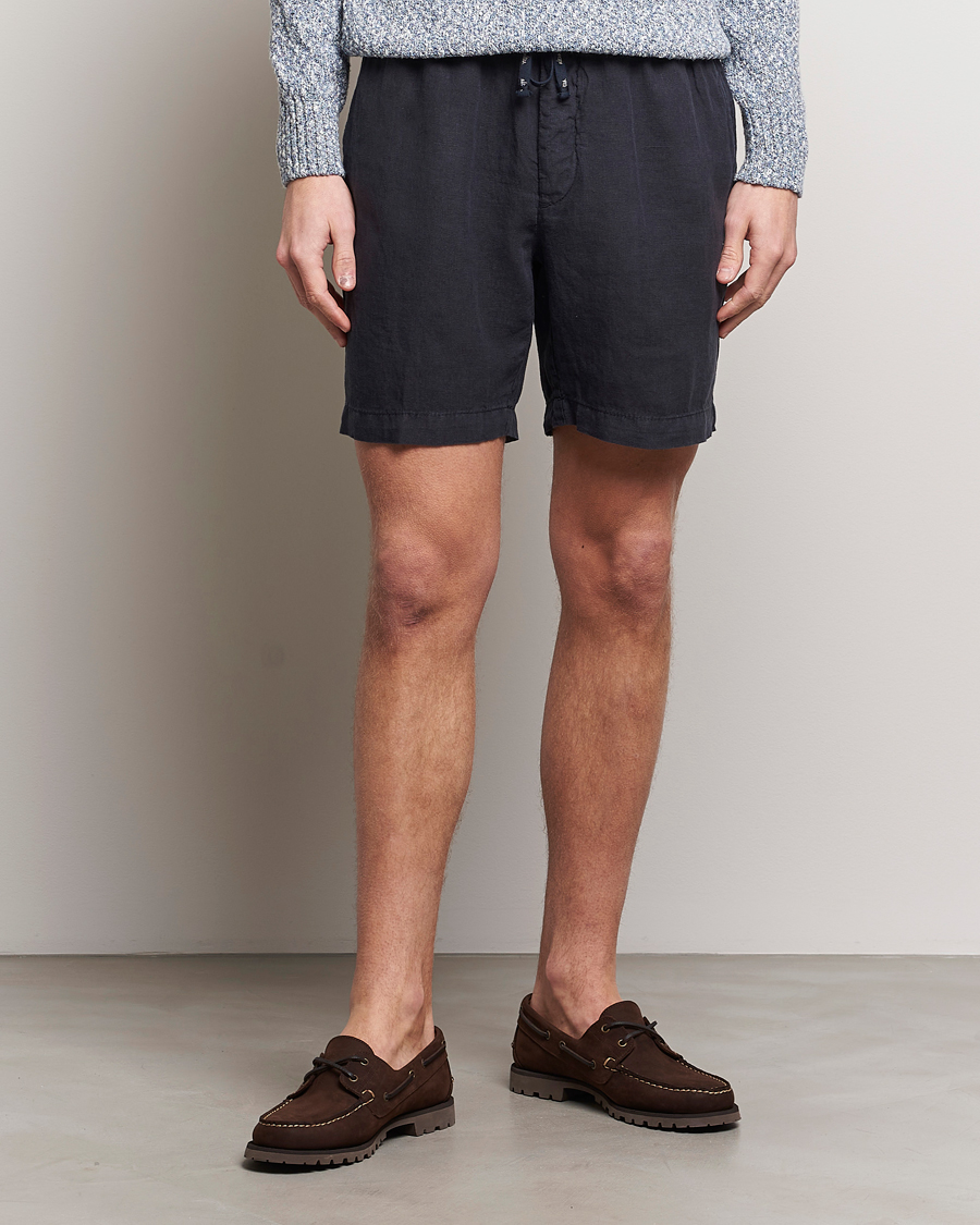 Hombres | El armario de lino | Altea | Linen Drawstring Shorts Navy