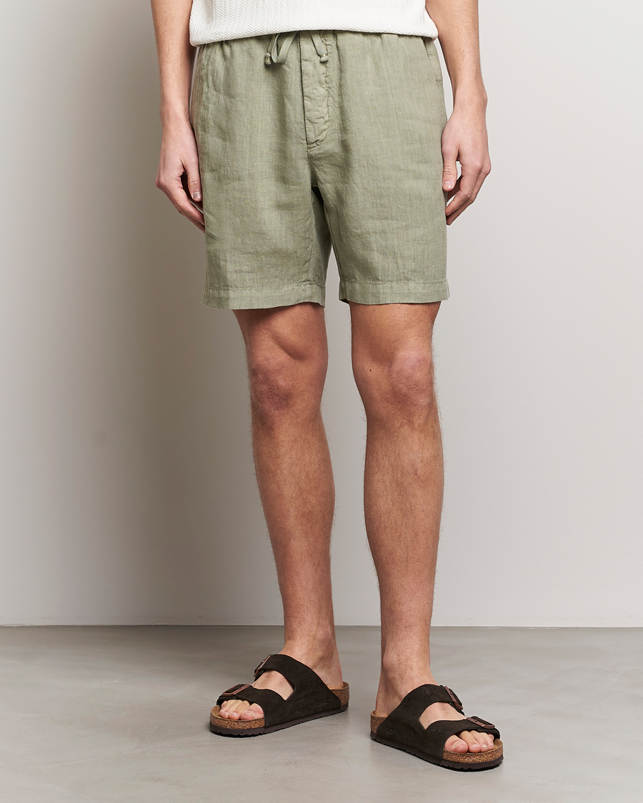Hombres | Pantalones cortos de lino | Altea | Linen Drawstring Shorts Olive