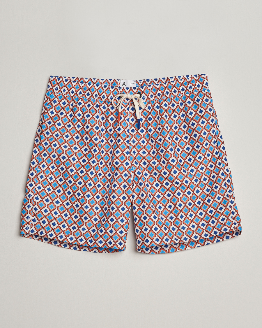 Hombres | Bañadores | Altea | Printed Swim Shorts Blue/Orange