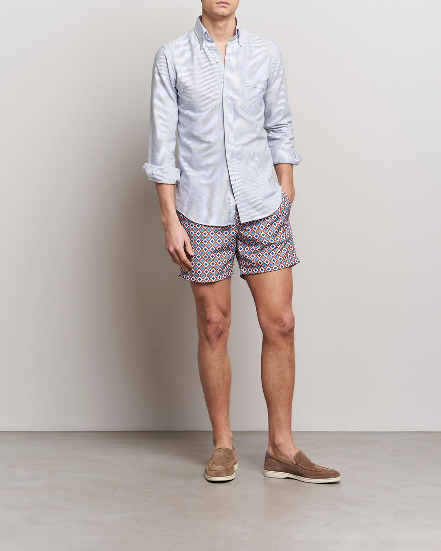 Hombres | Bañadores | Altea | Printed Swim Shorts Blue/Orange
