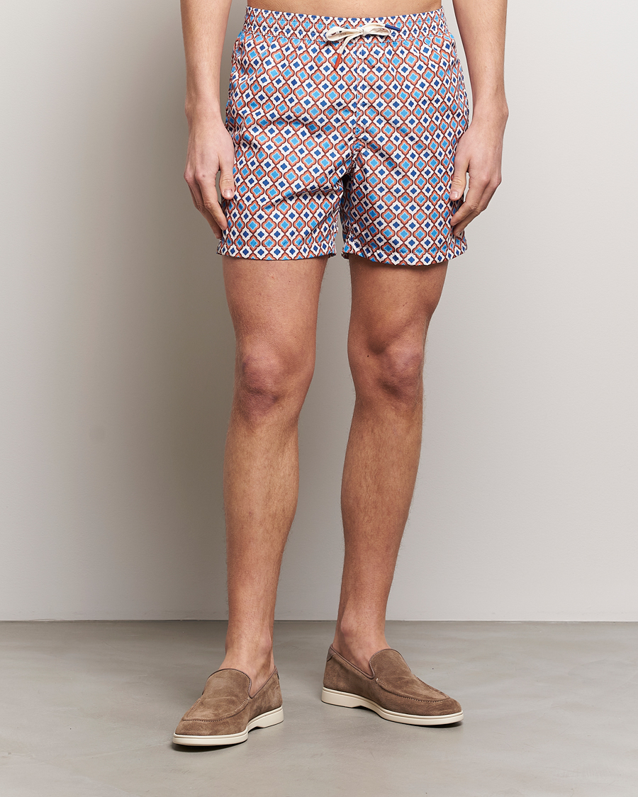 Hombres | Verano | Altea | Printed Swim Shorts Blue/Orange