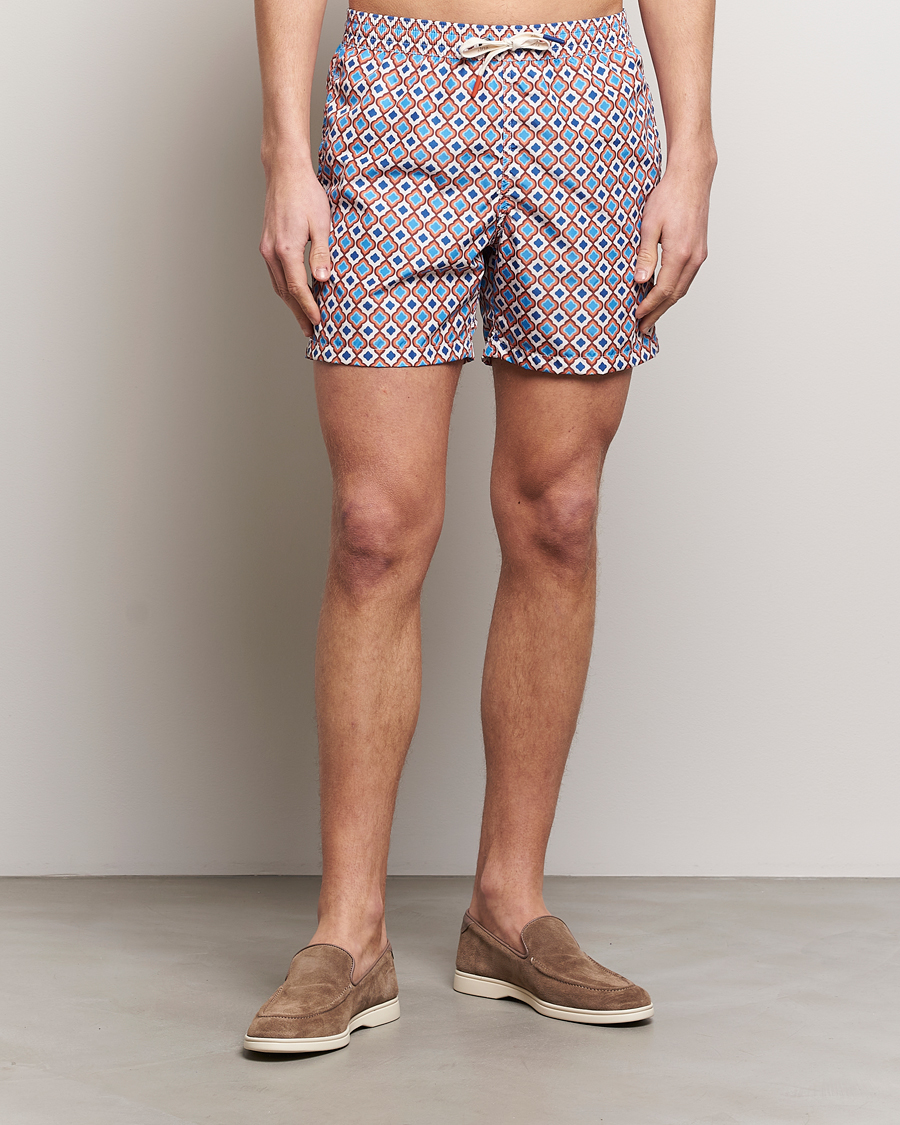 Hombres | Bañadores | Altea | Printed Swim Shorts Blue/Orange