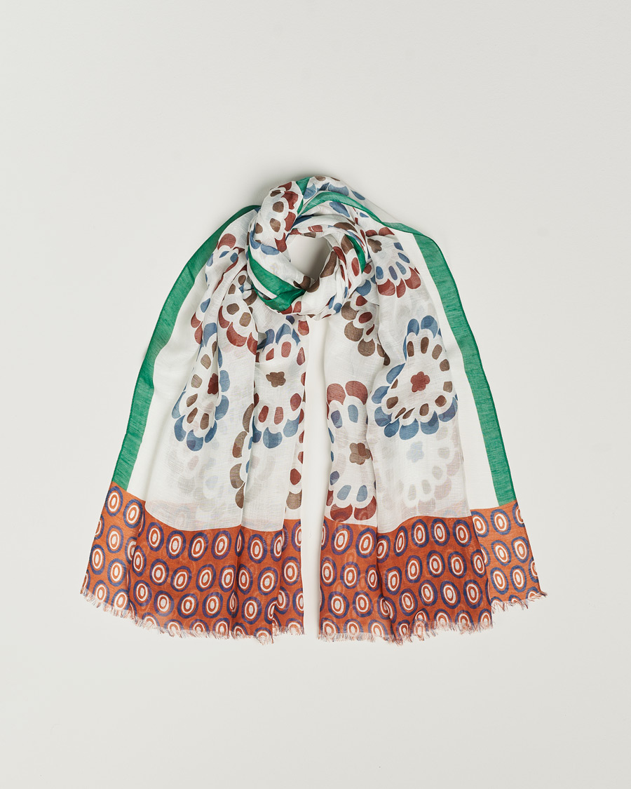 Hombres | Altea Printed Linen Scarf Green/Orange | Altea | Printed Linen Scarf Green/Orange