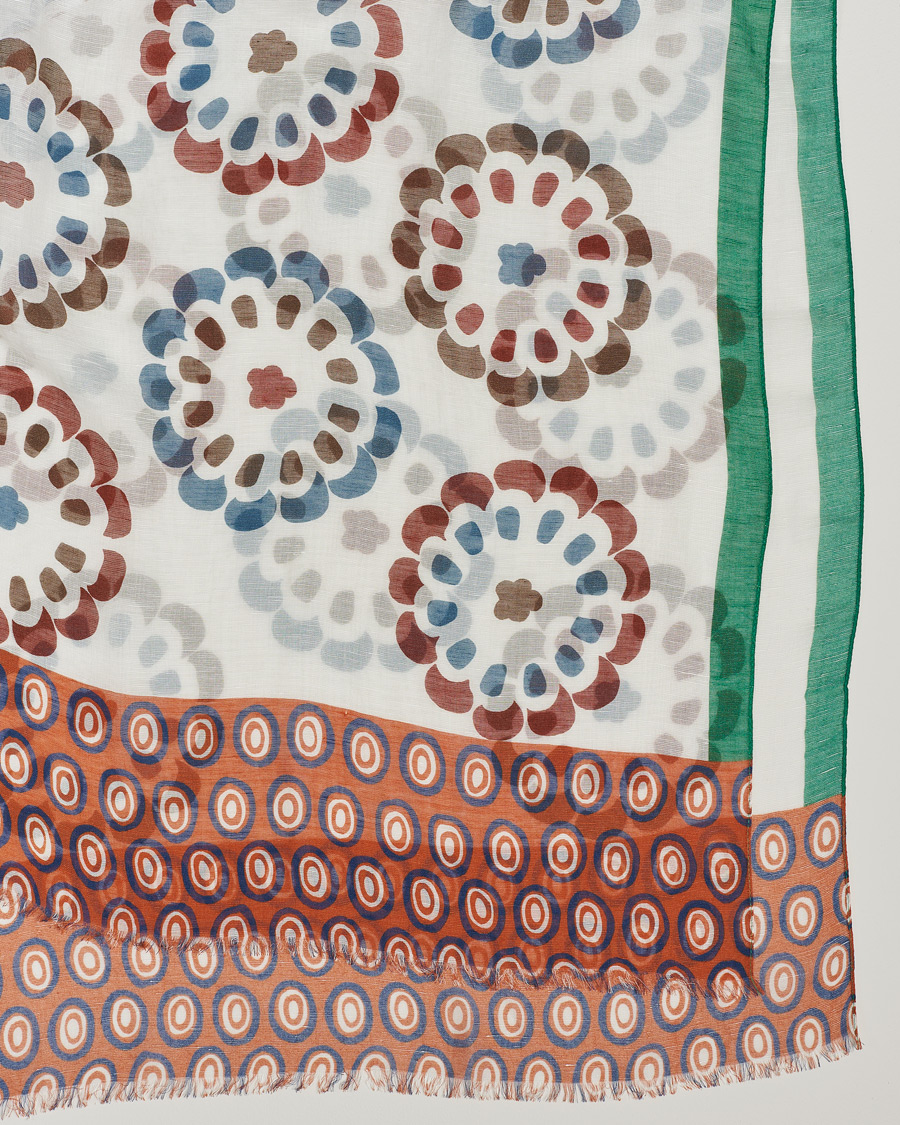 Hombres | Altea Printed Linen Scarf Green/Orange | Altea | Printed Linen Scarf Green/Orange
